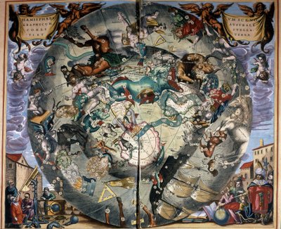 セラリウスによる南半球の表現。17世紀の本。 作： Andreas (after) Cellarius