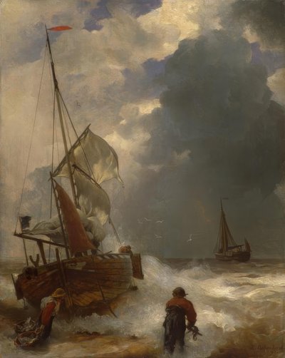 A.アーヘンバッハ、漁師の上陸 作： Andreas Achenbach