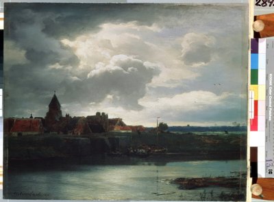 「川のある村の風景」（川のある風景） アンドレアス・アッヘンバッハ作（1815-1910） 1866年 サンクトペテルブルク、エルミタージュ美術館 作： Andreas Achenbach