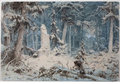 雪に覆われた森 作： Andreas Achenbach
