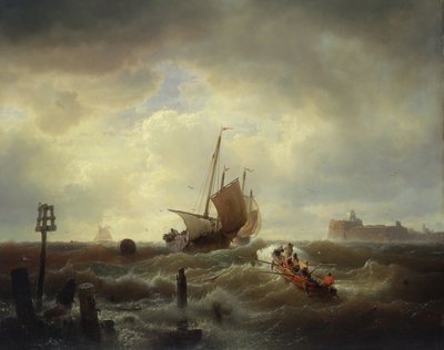 Hellevoetsluys、1850の港への入り口 作： Andreas Achenbach