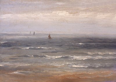 北海」（油彩・キャンバス・カード） 作： Andreas Achenbach