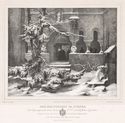 雪のある教会の墓地c。 1835年。 作： Andreas Borum