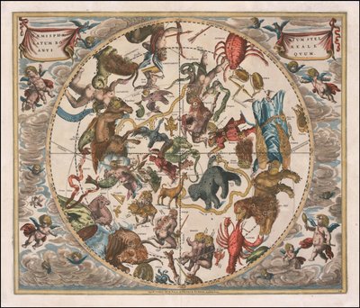 1660年の天体地図 - Haemisphaerium Stellatum Boreale Antiquum 作： アンドリュー・セラリウス
