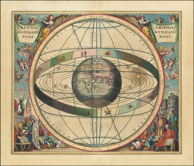 1660年の天球図 - Scenographia Systematis Mundani Ptolemaici 作： アンドリュー・セラリウス