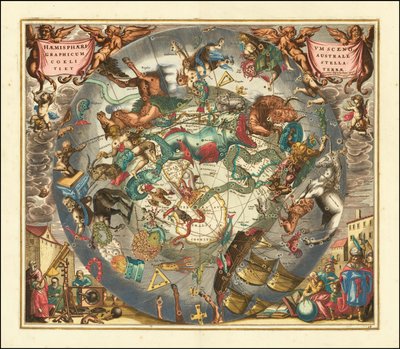南半球の星座を描いた1660年の南天の天球図 作： アンドリュー・セラリウス
