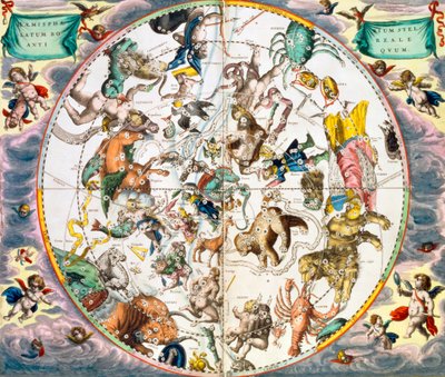 星座を示す天体の星座早見盤、1660～1661 年 作： Andreas Cellarius