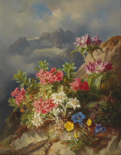 アルプスの花のある静物 作： Andreas Lach
