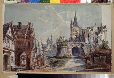 Cesare Pugni (1802-1870) によるバレエ「ファウスト」の準備装飾。 Andreas Leonhard Roller (1805-1891) の作品、紙に水彩、インク 作： Andreas Leonhard Roller