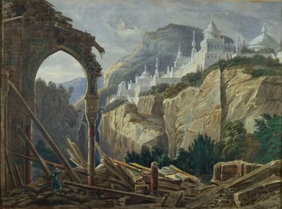 オペラRuslan and Lyudmilaの舞台デザイン、M。グリンカ作、1842年 作： Andreas Leonhard Roller