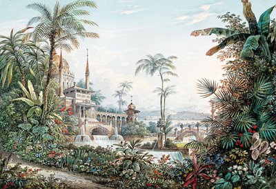 ヴォルフガング・アマデウス・モーツァルトによるオペラ「後宮からの誘拐」の舞台デザイン、1842年。 作： Andreas Leonhard Roller