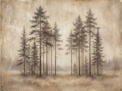 霧のかかった松林のスケッチ 作： Andreas Magnusson