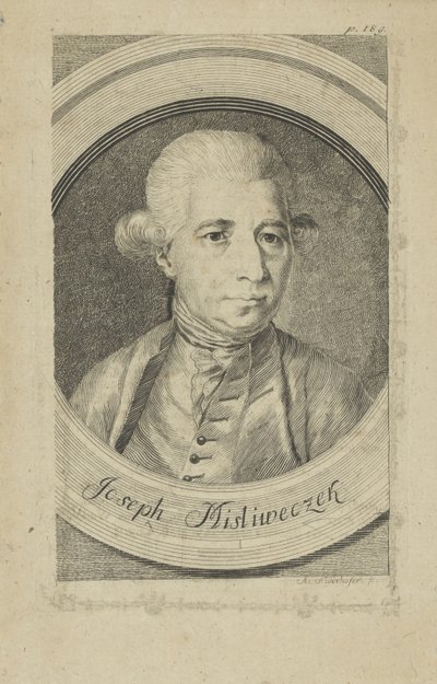 作曲家ジョセフ・ミスリベセク1737-1781、1780の肖像。 作： Andreas Niederhofer