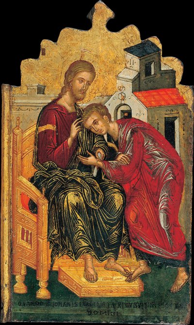 福音伝道者ヨハネに祝福を与えたキリストc。 1450 作： アンドレアス・リッツォス