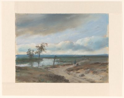 フェン風景 作： Andreas Schelfhout (signed by artist)