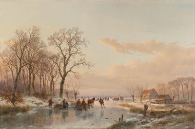 マース川近くの凍った運河 マース川近くの凍った水路 作： Andreas Schelfhout