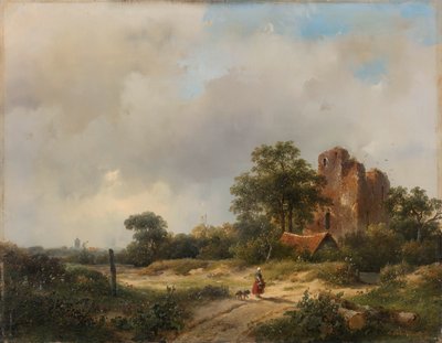 サントポールトのブレデローデ城跡のある風景 作： Andreas Schelfhout