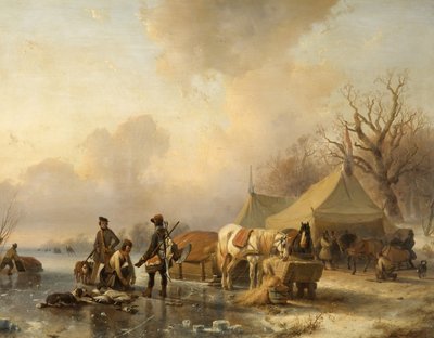そりのある冬景色、1840 作： Andreas Schelfhout