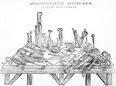 解剖器具、イラスト、「人体デバイス」 作： Andreas Vesalius