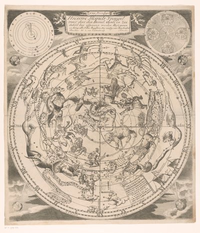 北の星座を含む天体図 新しい天体の鏡：空、大地、そして海を通り抜けてすぐに（...）（オブジェクトのタイトル） 作： Andreas van Luchtenburg (possibly)