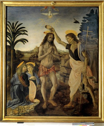 キリストのバプテスマ c. 1475年 - 1478年 作： Andreea and Vinci Leonardo da Verrocchio