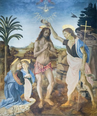 O batismo de Cristo 作： Andreea & Vinci Leonardo da (1452 1519) Verrocchio