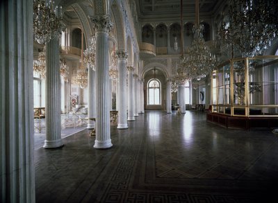 Andrei Ivanovich Stakenschneider (1802-1865) 1850-1858 エルミタージュ美術館、サンクトペテルブルクによって投影された小さなエルミタージュ (エルミタージュ) のパビリオン ホールのビュー 作： Andrei Ivanovich Stackenschneider