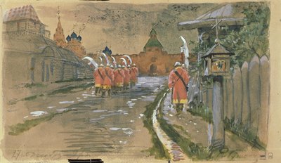 オールドモスクワ、1897年のIlyinskyゲートでStreletsパトロール 作： Andrei Petrovich Ryabushkin