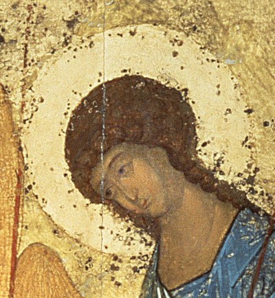 聖三位一体の詳細、1420年代（パネル上のテンペラ）（詳細）（39517を参照） 作： Andrei Rublev