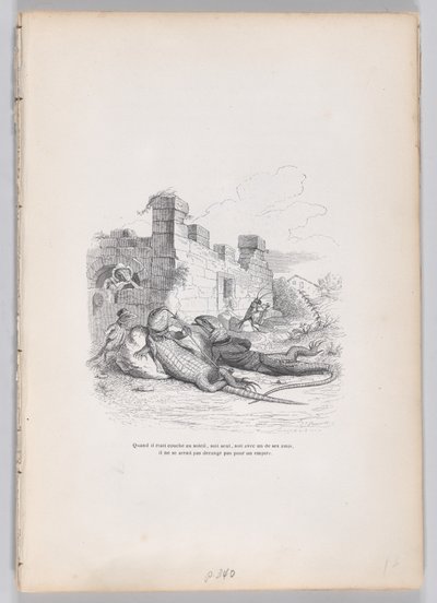 彼が太陽の下で寝ていたとき... の私生活と公の生活の場面から...、ca。 1837-47。 作： Andrew Best Leloir