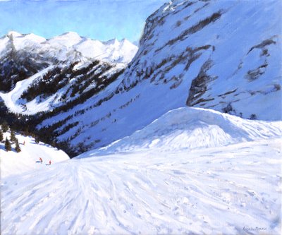 Into the valley ,Courchevel ,France,2019,(oil on canvas) 作： Andrew Macara