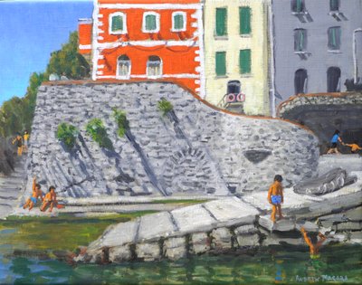 ポルタフィーノ、イタリア（油彩・キャンバス） 作： Andrew Macara