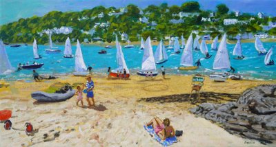 Salcombe Regattaとアーティスト・イーゼル、2023年（キャンバスに油彩） 作： Andrew Macara