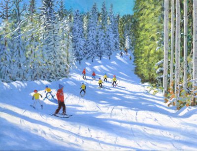 スキーレッスン、サモアン、フランス、2020年、（油彩・キャンバス 作： Andrew Macara