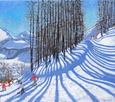 Skiing,La Daille,Tignes,France.2015,(oil on canvas) 作： Andrew Macara
