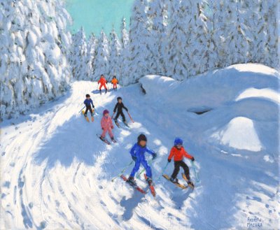Skiing down the trail ,Courchevel ,2018,(oil on canvas) 作： Andrew Macara