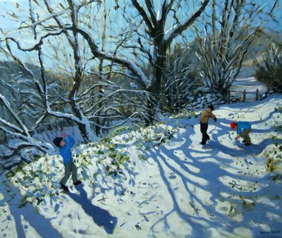 雪合戦（ダービシャー州）（油彩・キャンバス 作： Andrew Macara