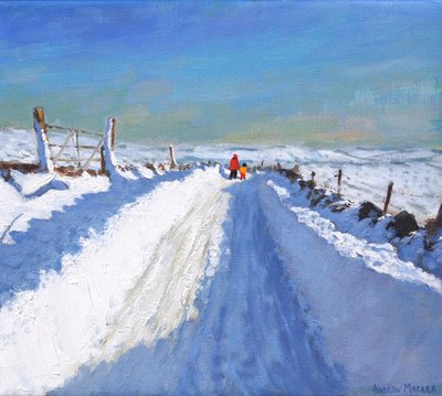 Snowploughed road,Derbyshire Peak District,2019,(oil on canvas) 作： Andrew Macara