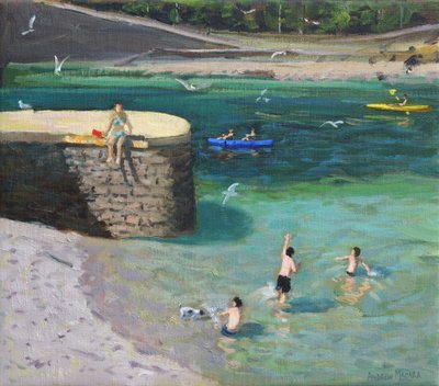 The Harbour,Looe,2018,(oil on canvas) 作： Andrew Macara