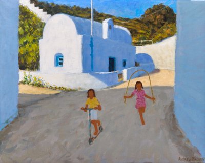 二人の少女、クリマ、ミロス、2022年（キャンバスに油彩） 作： Andrew Macara