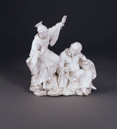 感覚のセットから聴覚を象徴するダービー・ドライエッジ・シノワズリーグループ、1750-52年頃（陶磁器 作： Andrew Planché