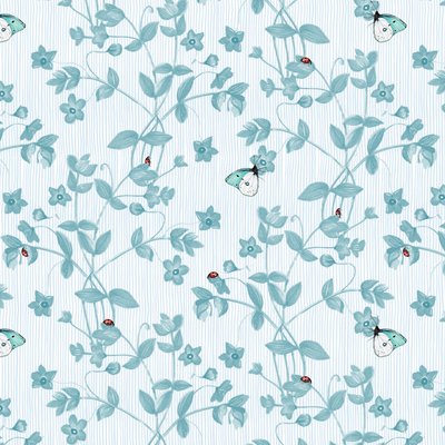 てんとう虫と蝶の花、2017年、インク、水彩、デジタル 作： Andrew Watson