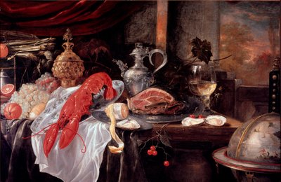 ロブスター、ハム、銀食器のある静物画 アンドレア・ベネデッティ (1620-?) Faenza, Pinacoteca Comunale 作： Andries Benedetti