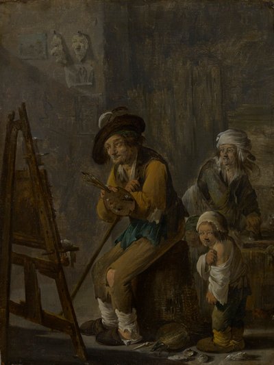 彼のスタジオの貧しい画家 作： Andries Dirksz Both
