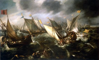 北ヨーロッパ沖のオランダのヨットレース。アンドリース・ファン・エルトヴェルト（1590-1652）作、1630年頃の油彩・キャンバス。 作： Andries van Eertvelt