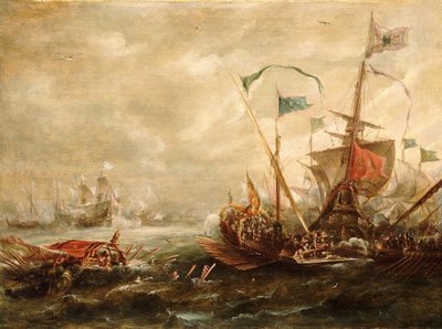 バーバリー海賊団とスペインの交戦、17世紀初期から中期（油絵） 作： Andries van Eertvelt