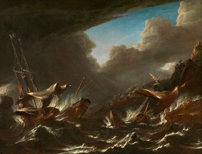 海の嵐 (キャンバスに油彩) 作： Andries van Eertvelt