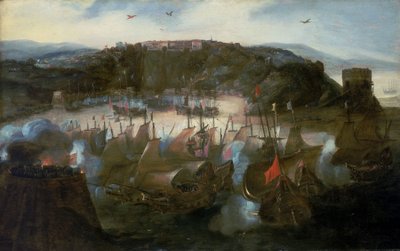 1624年、オランダ艦隊によるサンサルバドル（またはバイーア、現在のブラジル・サルバドル）攻撃 作： Andries van Eertvelt