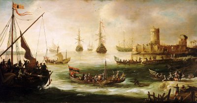 スペイン遠征の帰還、木に油彩、アンドリース・ファン・エルトヴェルト（1590-1652）作。 作： Andries van Eertvelt