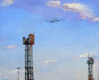 タワー上空を飛ぶ戦闘機 作： Andrii Kutsachenko
